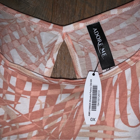 Women’s 0X ADORE ME 2-PC Top & Shorts Set SHADED PALMS Clay Tan Sleep Lounge NWT - Picture 2 of 16